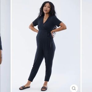 Ingrid+Isabel Maternity Everywhere Short Sleeve Jumpsuit in Black